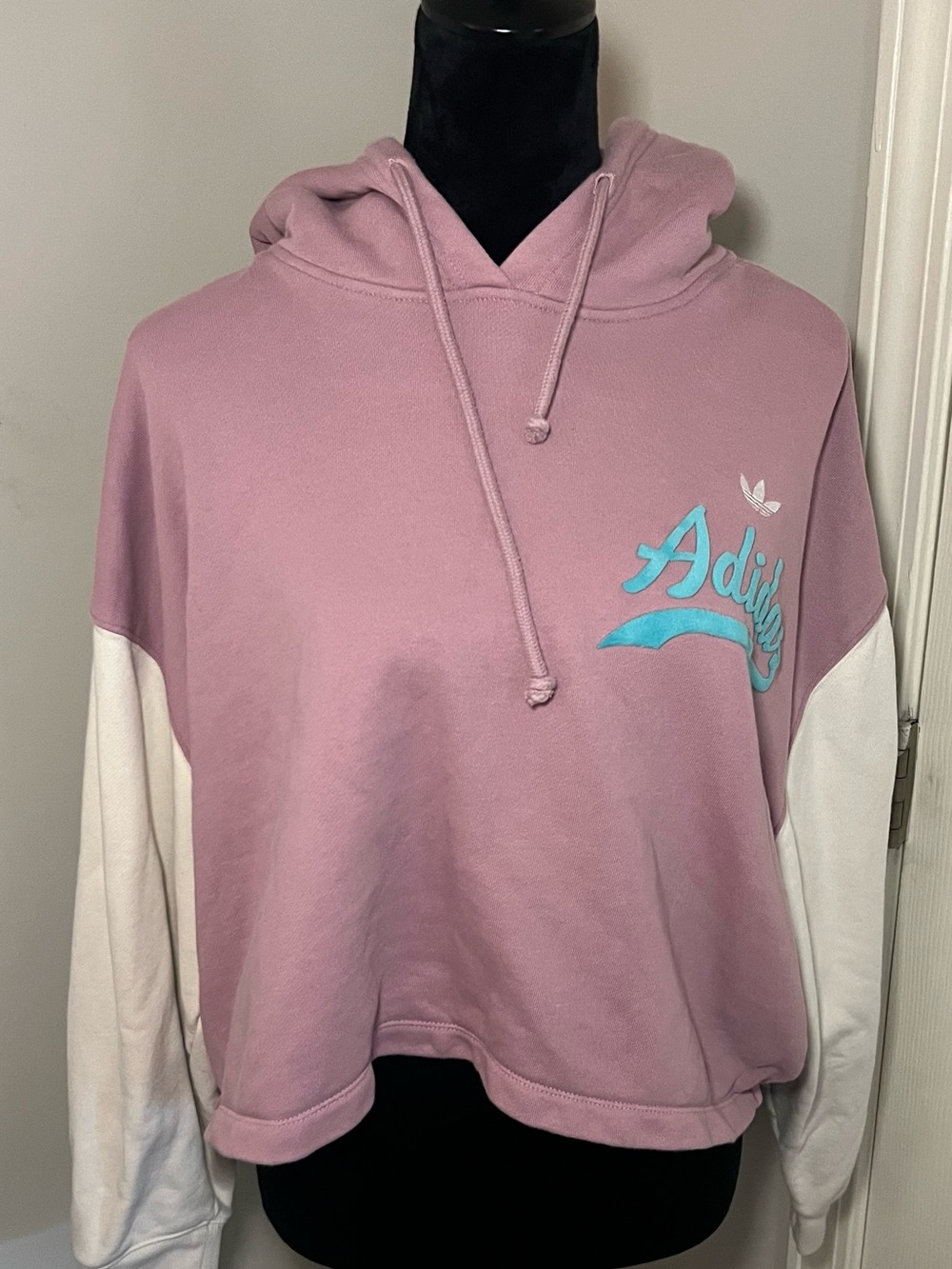 Adidas Originals Modern B-Ball Cropped Hoodie Womens Large Pink Mauve
